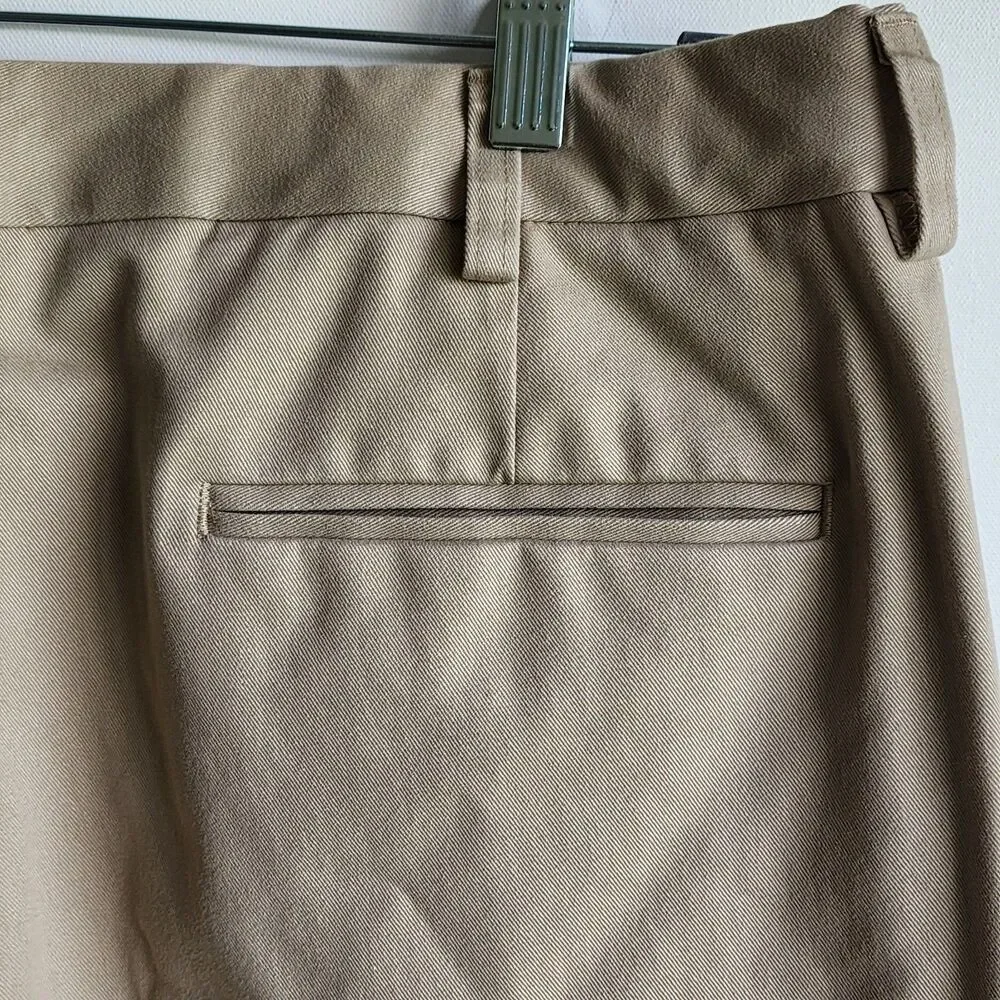Orvis Khaki Chino Pleated Pants Mens 38 Wrinkle Free 100% Cotton